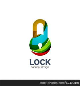 creative abstract lock logo created with lines, security concept