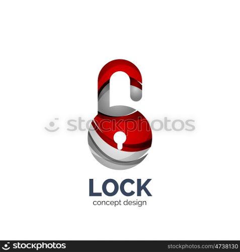 creative abstract open lock logo created with lines, security concept
