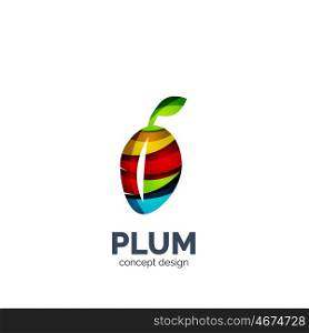 creative abstract plum fruit logo. creative abstract plum fruit logo created with waves