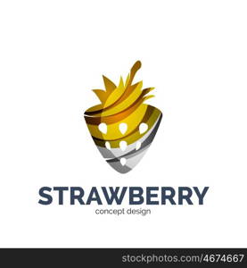 creative abstract strawberry fruit logo. creative abstract strawberry fruit logo created with waves