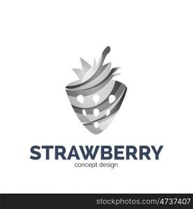 creative abstract strawberry fruit logo. creative abstract strawberry fruit logo created with waves