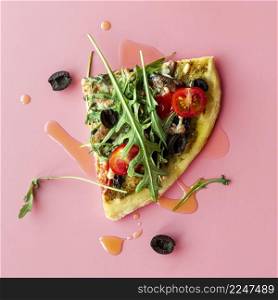 creative assortment with delicious pizza