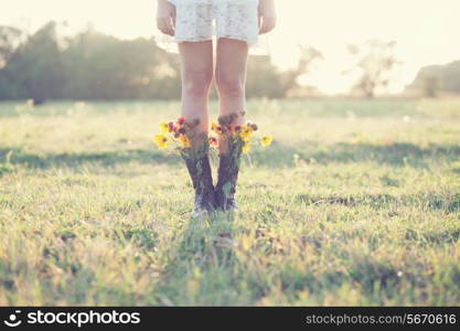 Creative bouquet in boots