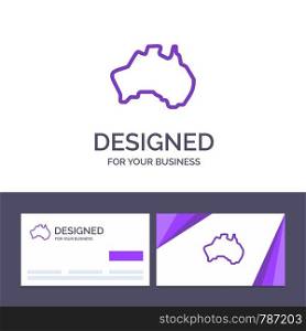 Creative Business Card and Logo template Australian, Country, Location, Map, Travel Vector Illustration