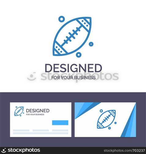Creative Business Card and Logo template Ball, Football, Sport, Usa Vector Illustration
