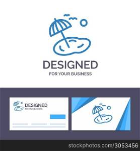 Creative Business Card and Logo template Beach, Palm, Tree, Spring Vector Illustration