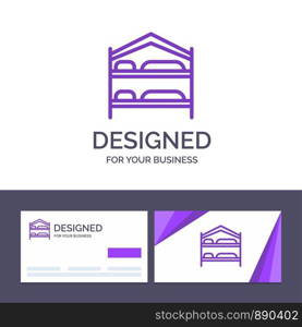 Creative Business Card and Logo template Bed, Bedroom, , Service, Hotel Vector Illustration