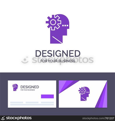 Creative Business Card and Logo template Brain, Process, Learning, Mind Vector Illustration
