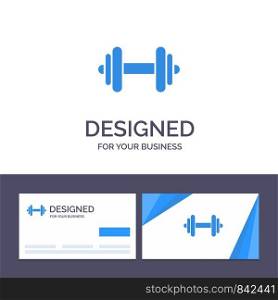 Creative Business Card and Logo template Dumbbell, Fitness, Sport, Motivation Vector Illustration