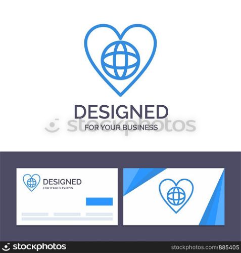 Creative Business Card and Logo template Ecology, Environment, World, Heart, Like Vector Illustration