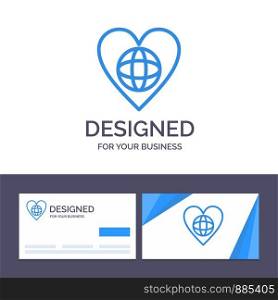 Creative Business Card and Logo template Ecology, Environment, World, Heart, Like Vector Illustration