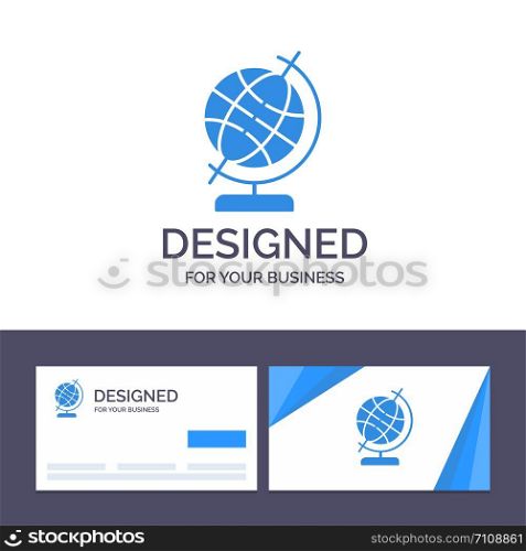 Creative Business Card and Logo template Education, Geography, Globe Vector Illustration