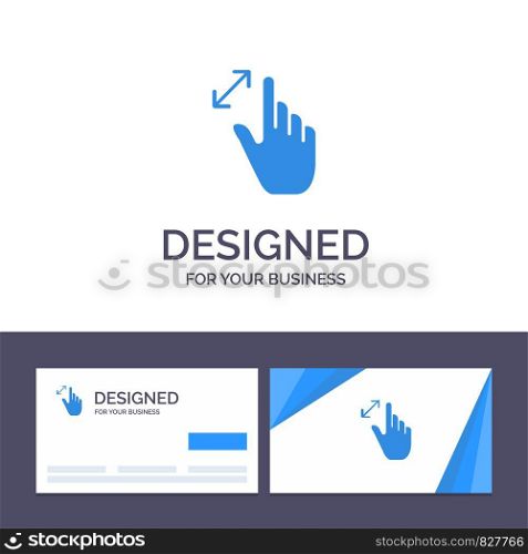Creative Business Card and Logo template Expand, Gestures, Interface, Magnification, Touch Vector Illustration