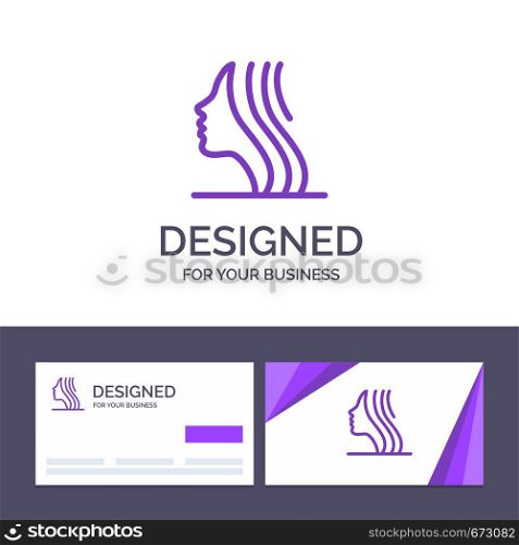 Creative Business Card and Logo template Female, Women, Girl, Face Vector Illustration
