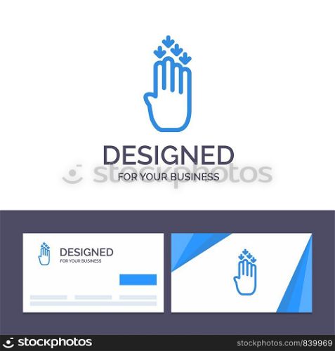 Creative Business Card and Logo template Finger, Four, Gesture, Down Vector Illustration