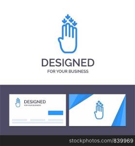 Creative Business Card and Logo template Finger, Four, Gesture, Down Vector Illustration