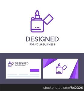 Creative Business Card and Logo template Fire, Lighter, Smoking, Zippo Vector Illustration