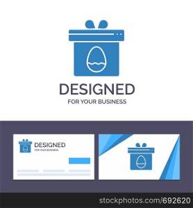 Creative Business Card and Logo template Gift, Box, Egg, Easter Vector Illustration