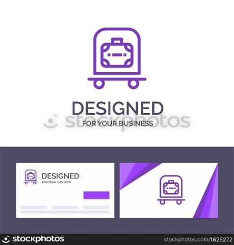 Creative Business Card and Logo template Hotel, Luggage, Trolley, Bag Vector Illustration