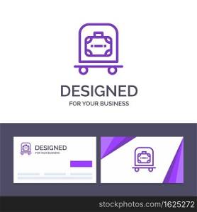 Creative Business Card and Logo template Hotel, Luggage, Trolley, Bag Vector Illustration