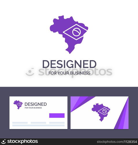 Creative Business Card and Logo template Map, Flag, Brazil Vector Illustration
