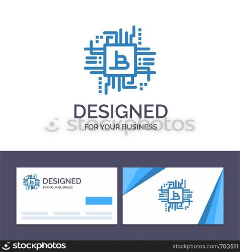 Creative Business Card and Logo template Money Industry, Bitcoin, Computer, Finance, Vector Illustration