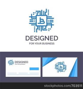 Creative Business Card and Logo template Money Industry, Bitcoin, Computer, Finance, Vector Illustration