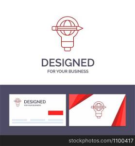 Creative Business Card and Logo template Success, Pen, Globe, Bulb, Light Vector Illustration