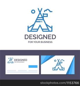 Creative Business Card and Logo template Tent Free, Tent, Camp, American Vector Illustration
