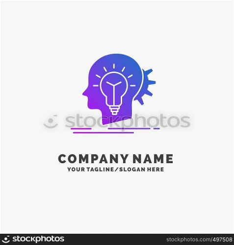creative, creativity, head, idea, thinking Purple Business Logo Template. Place for Tagline.. Vector EPS10 Abstract Template background