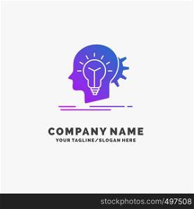 creative, creativity, head, idea, thinking Purple Business Logo Template. Place for Tagline.. Vector EPS10 Abstract Template background