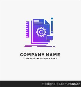 Creative, design, develop, feedback, support Purple Business Logo Template. Place for Tagline.. Vector EPS10 Abstract Template background