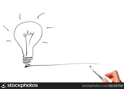 Creative drawing a marker - light bulb symbolizes an idea