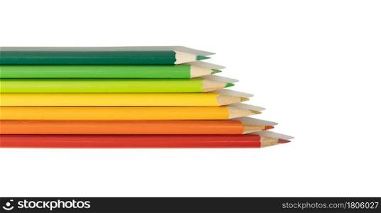 Creative Energy efficiency rating chart concept. Colorful colored pencils on white background
