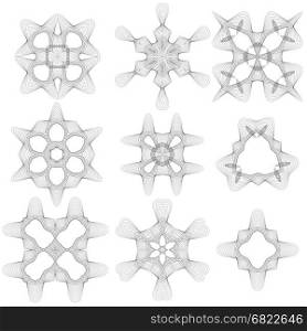 Creative Geometric Ornaments. Guilloche Rosettes Isolated. Ornamental Round Decor. Linear Frames. Creative Geometric Ornaments.