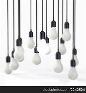 creative idea and leadership concept light bulb 3d design