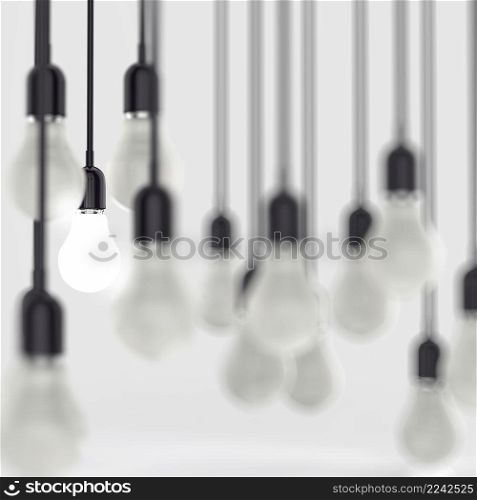 creative idea and leadership concept light bulb 3d design
