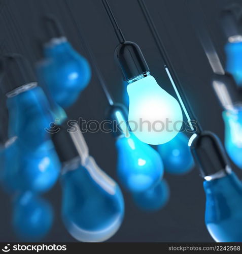 creative idea and leadership concept light bulb on grey background
