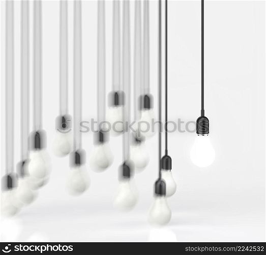creative idea and leadership concept with 3d light bulb