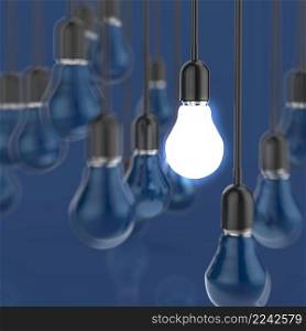 creative idea and leadership concept with 3d light bulb