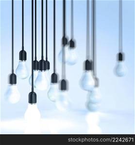 creative idea and leadership concept with growing 3d light bulb