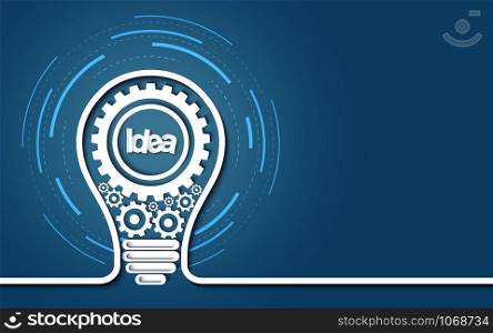 creative idea concept. light bulb gear colorful icon. isolated background blue. business finance. Vector illustration