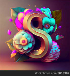 Creative illustration of number 8 with floral decoration for 8 march women’s day celebration