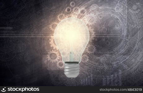 Creative light bulb with drawn charts and graphs . Business success strategy plan