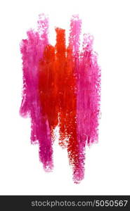 Creative photo of an abstract red and pink lipstick strokes isolated on white.