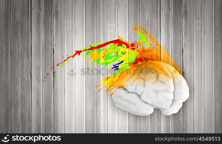 Creative thinking. Conceptual image of human brain in colorful splashes