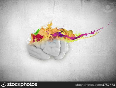 Creative thinking. Conceptual image of human brain in colorful splashes