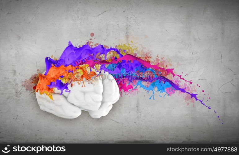 Creative thinking. Conceptual image of human brain in colorful splashes