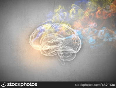 Creative thinking. Conceptual image of human brain in smoke