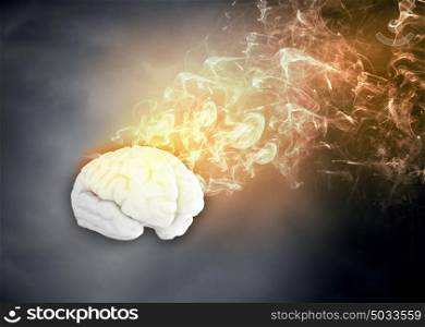Creative thinking. Conceptual image of human brain in smoke